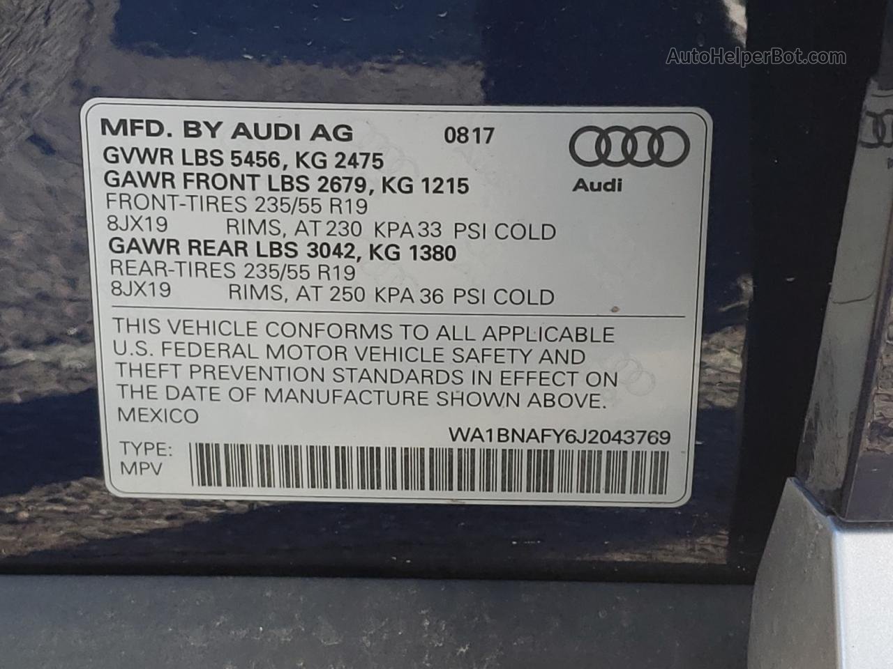 2018 Audi Q5 Premium Plus Blue vin: WA1BNAFY6J2043769