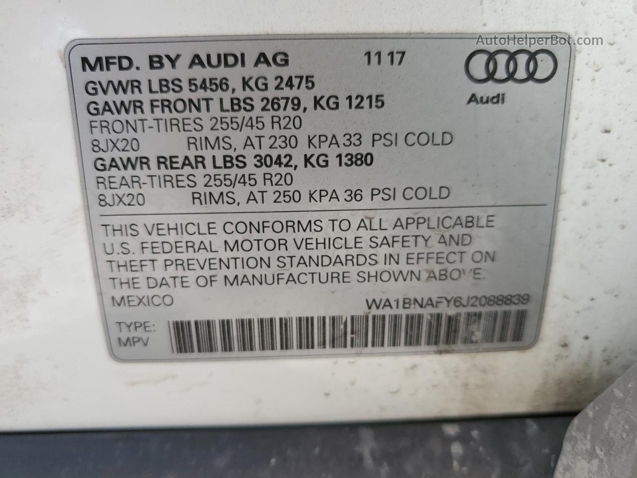 2018 Audi Q5 Premium Plus White vin: WA1BNAFY6J2088839
