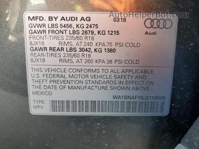 2018 Audi Q5 Premium Plus Gray vin: WA1BNAFY6J2158999