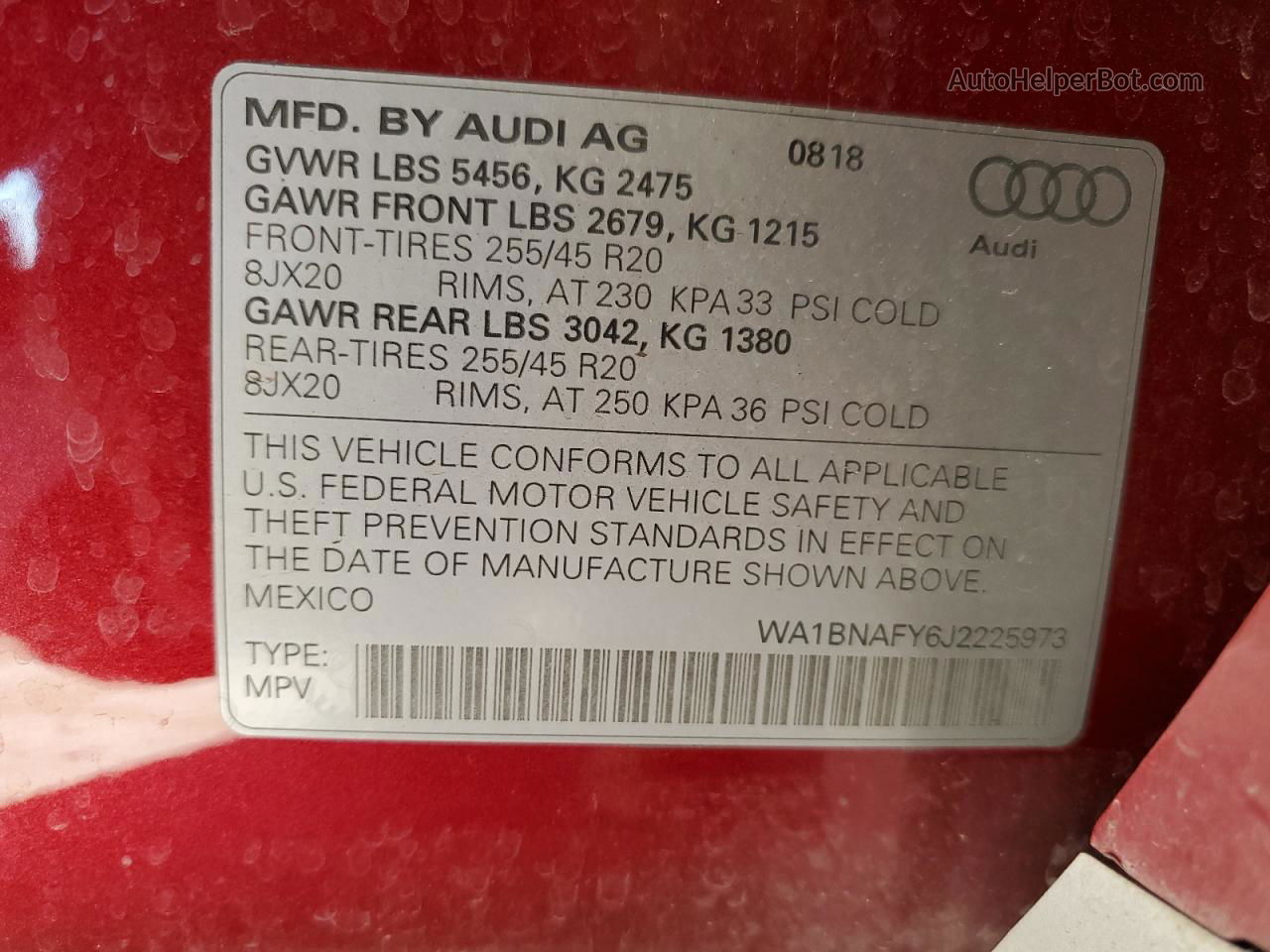 2018 Audi Q5 Premium Plus Red vin: WA1BNAFY6J2225973