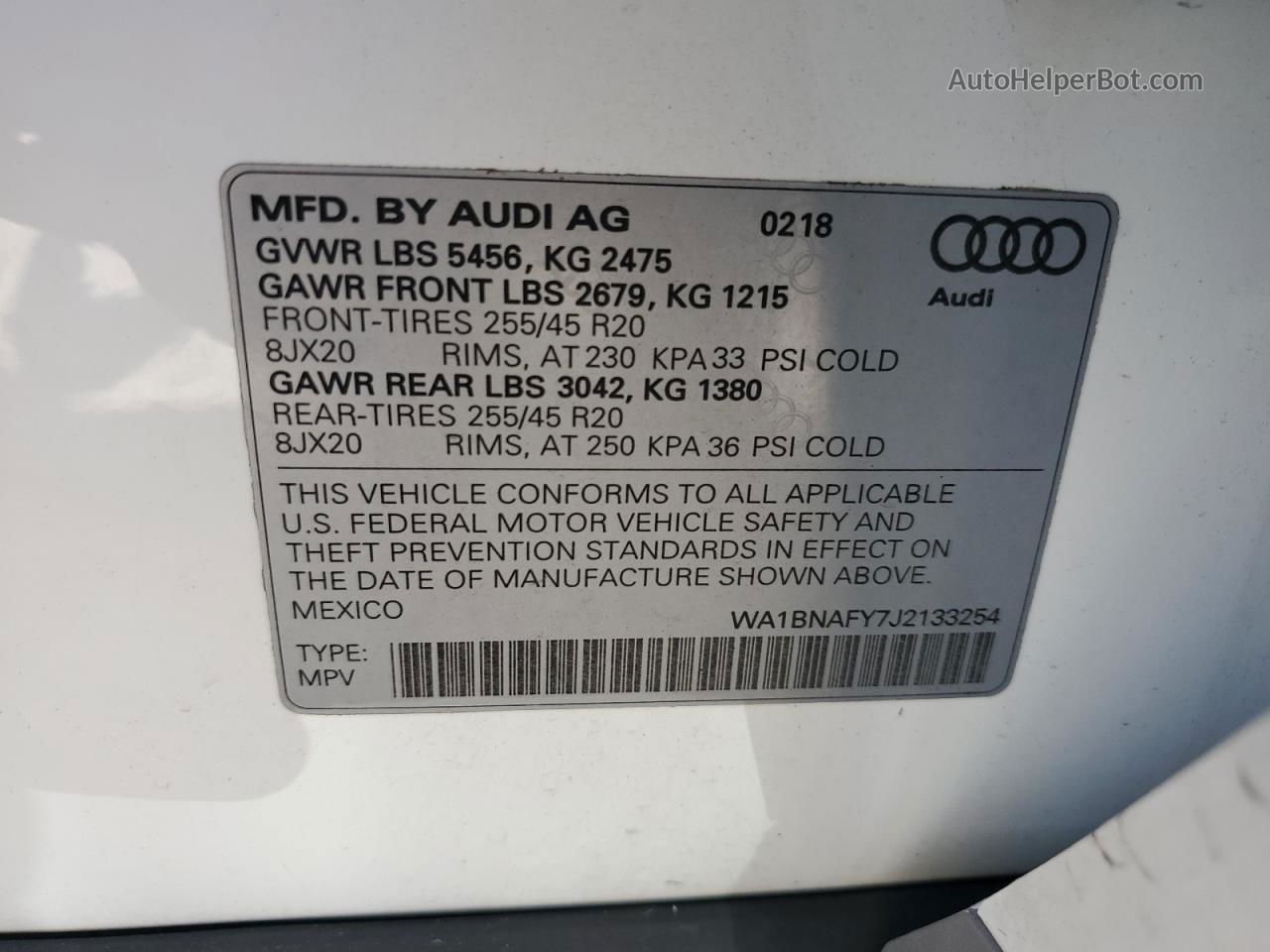 2018 Audi Q5 Premium Plus White vin: WA1BNAFY7J2133254