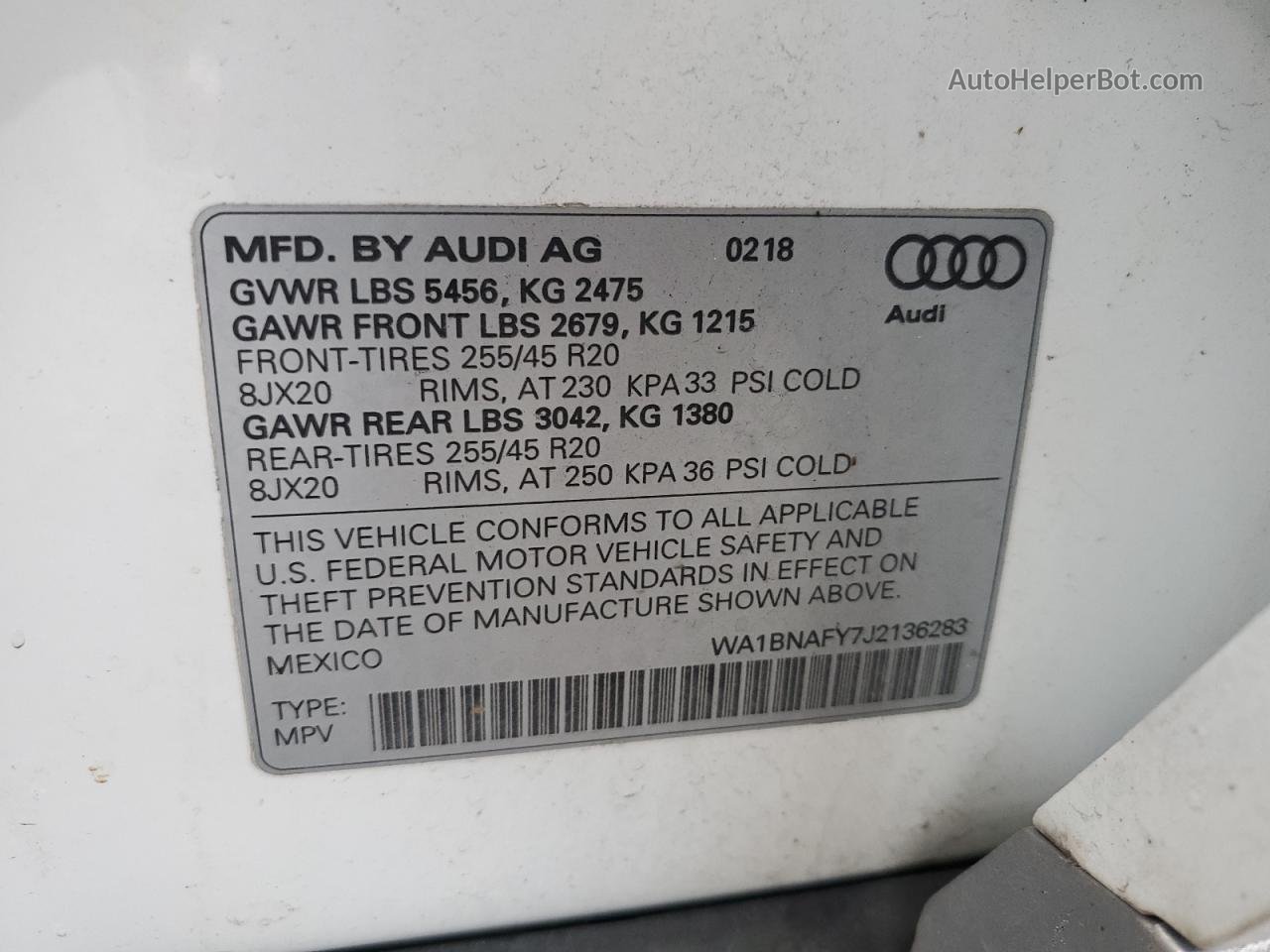 2018 Audi Q5 Premium Plus White vin: WA1BNAFY7J2136283