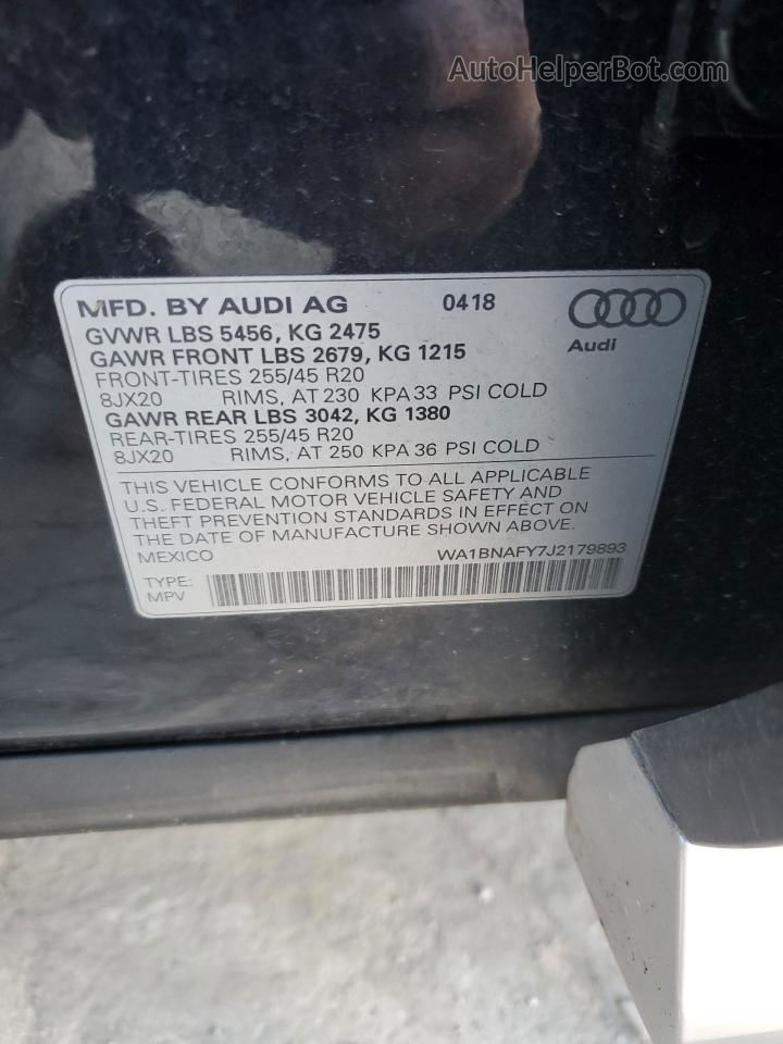 2018 Audi Q5 Premium Plus Черный vin: WA1BNAFY7J2179893