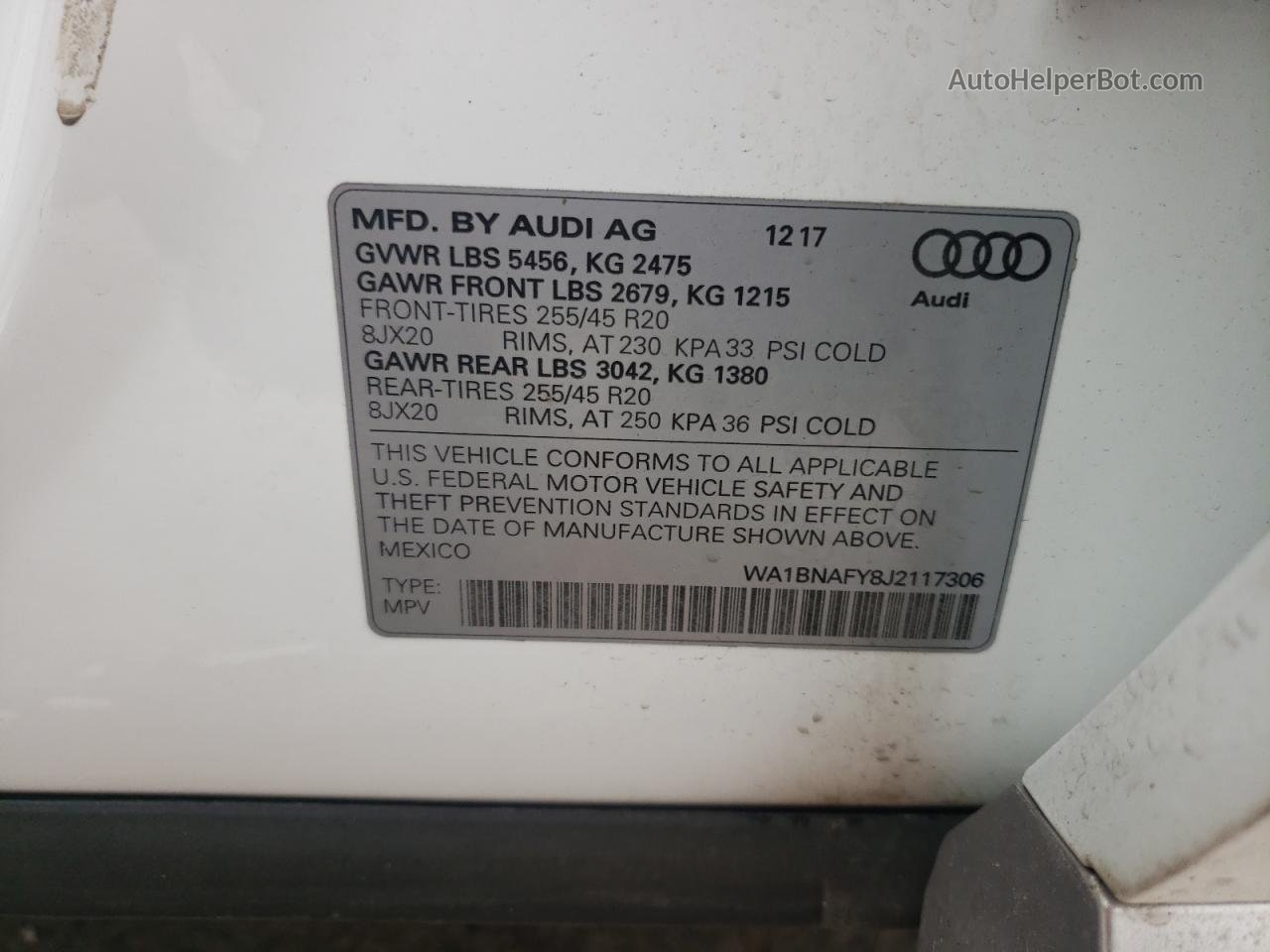 2018 Audi Q5 Premium Plus Белый vin: WA1BNAFY8J2117306