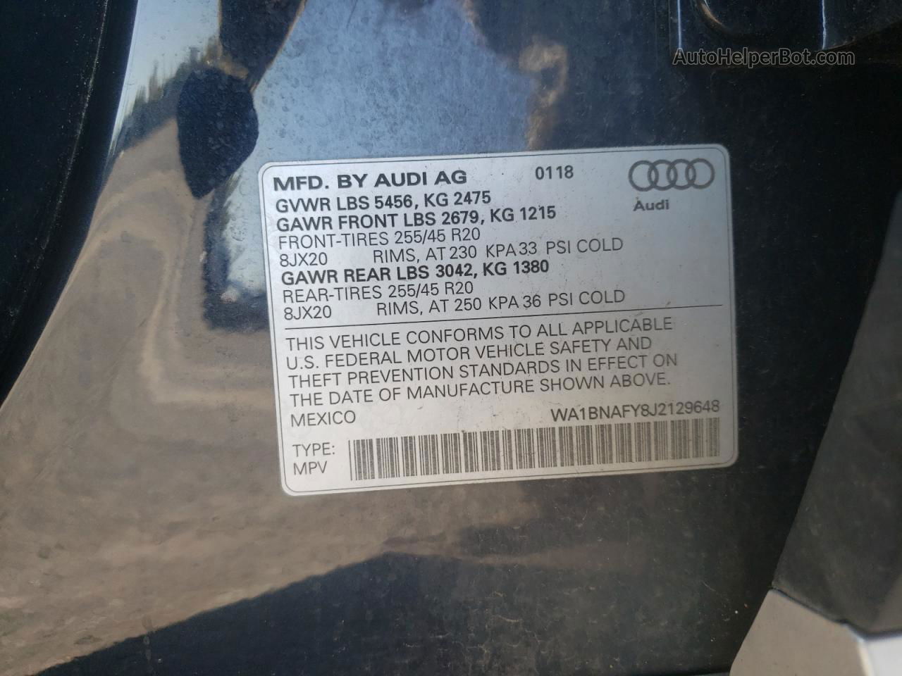 2018 Audi Q5 Premium Plus Синий vin: WA1BNAFY8J2129648