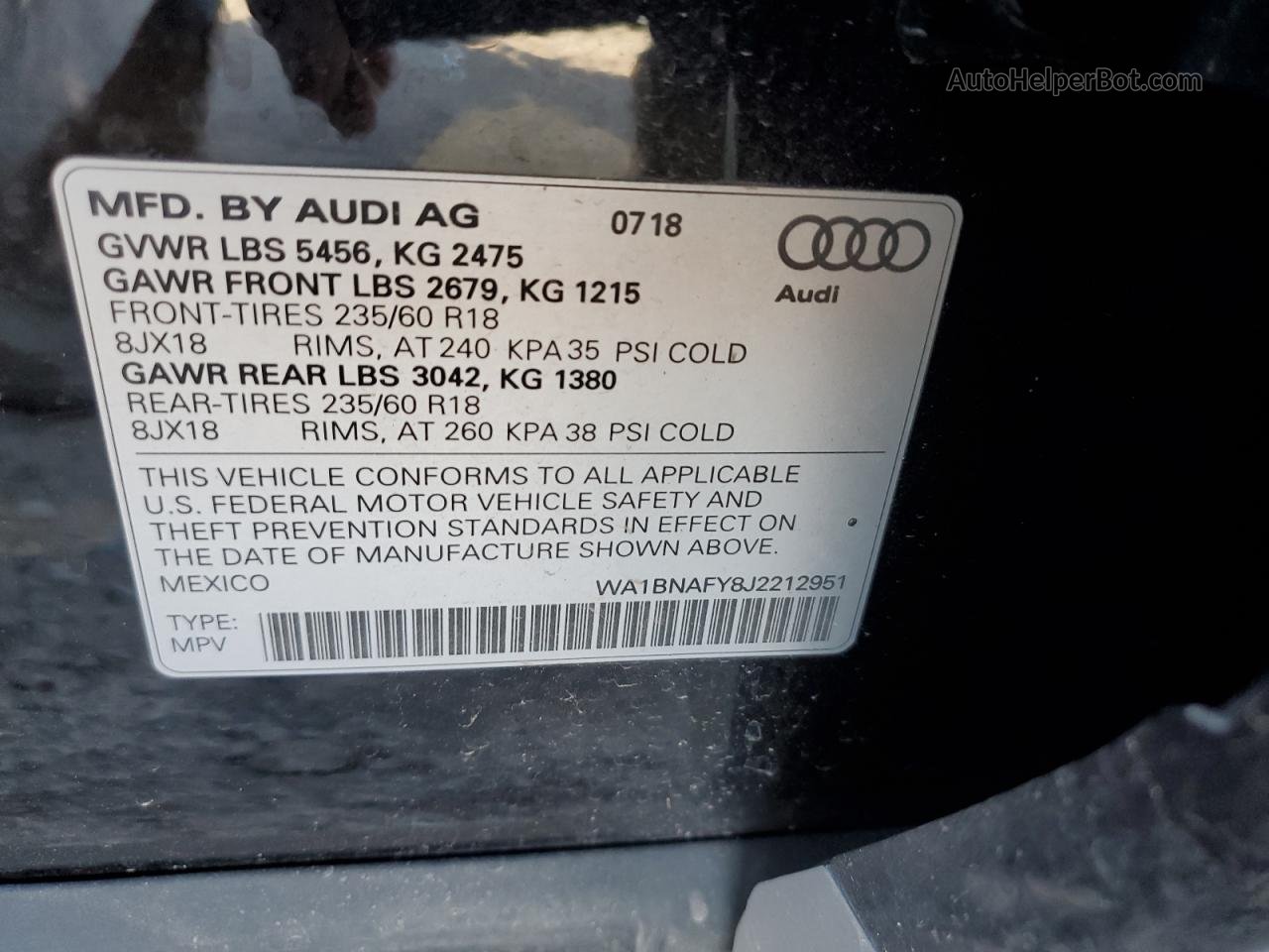 2018 Audi Q5 Premium Plus Черный vin: WA1BNAFY8J2212951