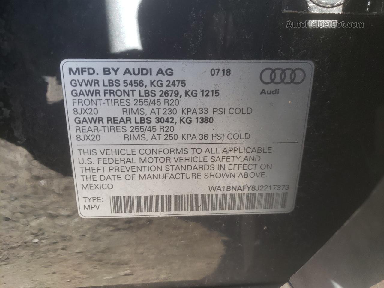 2018 Audi Q5 Premium Plus Черный vin: WA1BNAFY8J2217373