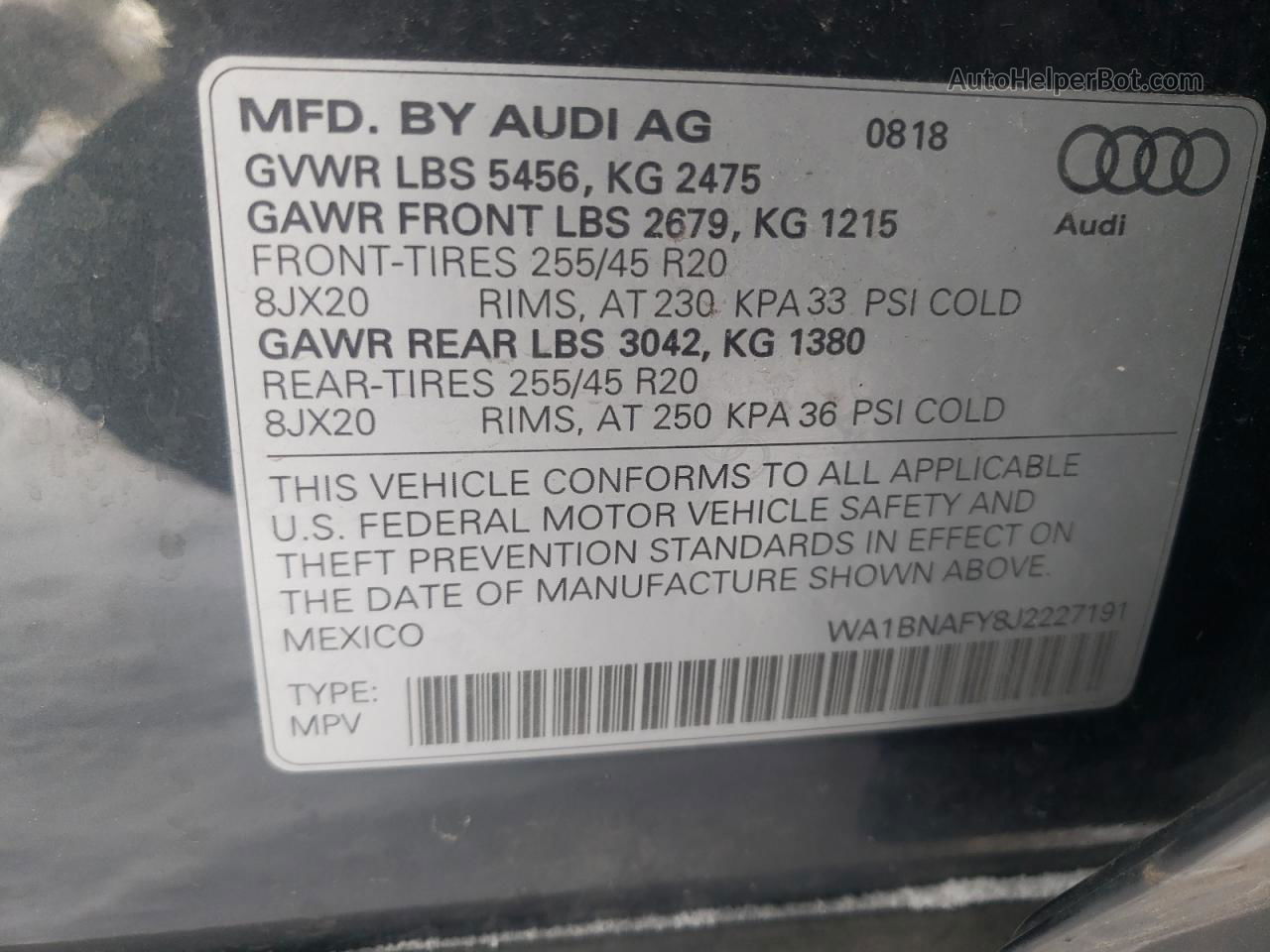 2018 Audi Q5 Premium Plus Gray vin: WA1BNAFY8J2227191