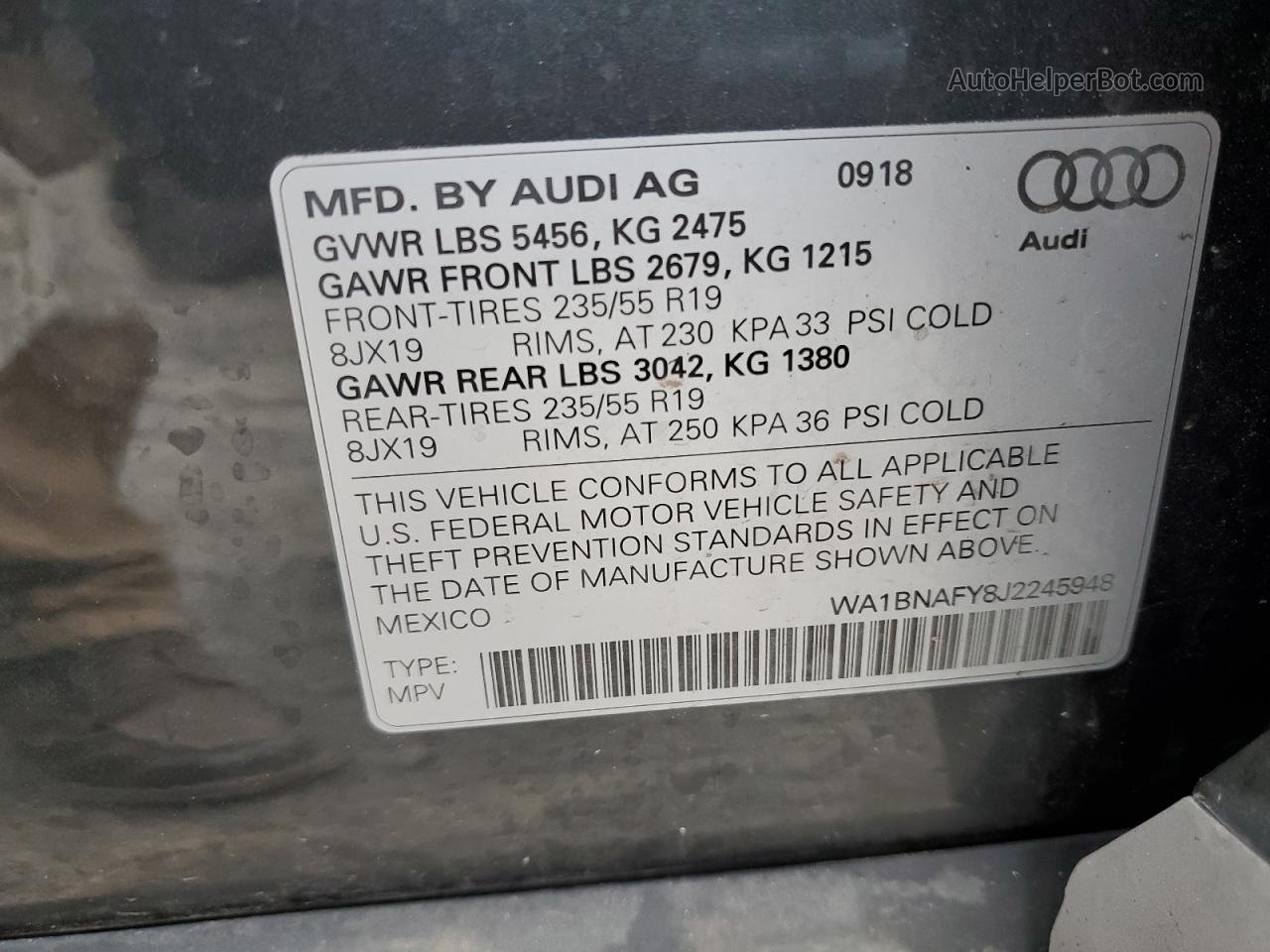 2018 Audi Q5 Premium Plus Blue vin: WA1BNAFY8J2245948