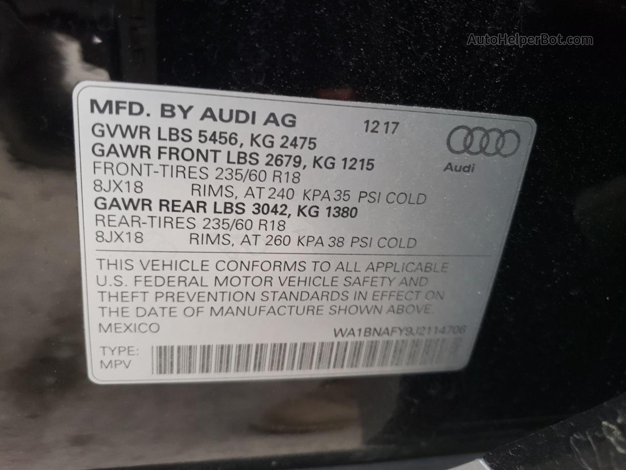 2018 Audi Q5 Premium Plus Черный vin: WA1BNAFY9J2114706