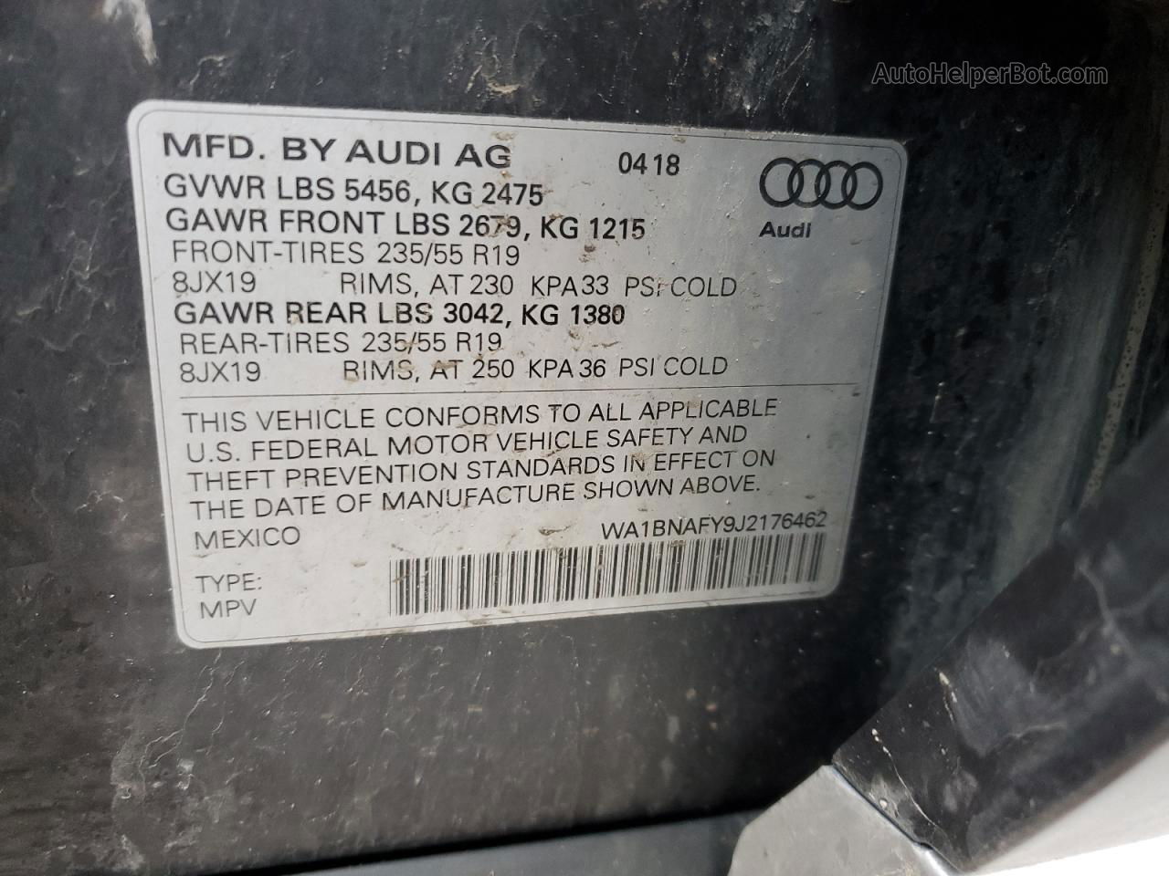 2018 Audi Q5 Premium Plus Gray vin: WA1BNAFY9J2176462