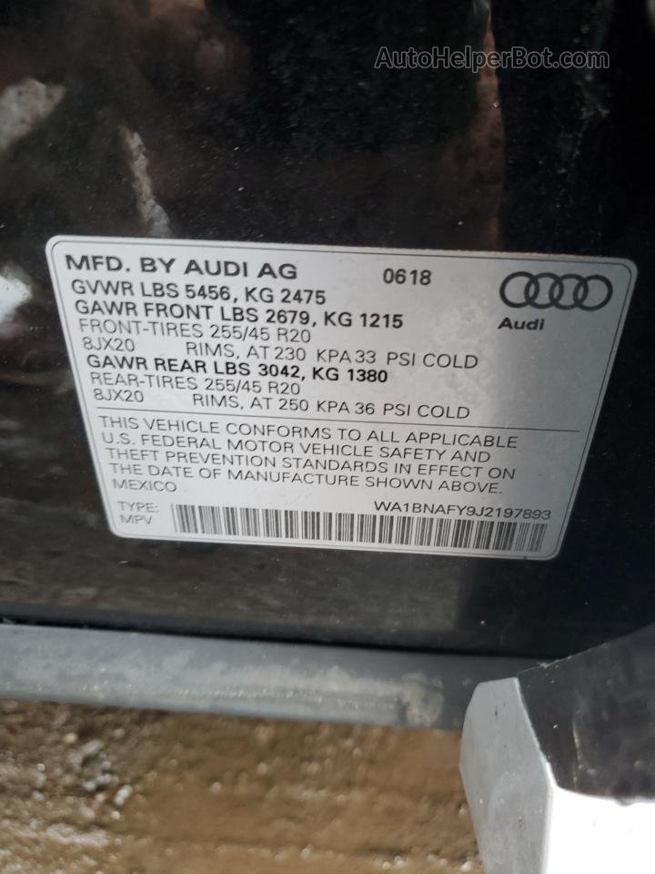 2018 Audi Q5 Premium Plus Черный vin: WA1BNAFY9J2197893