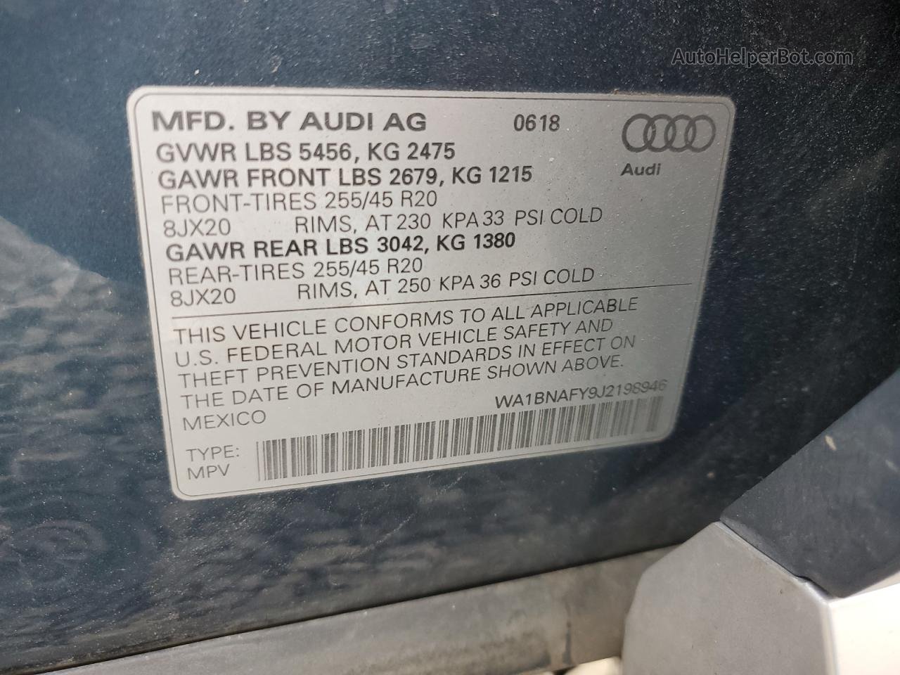 2018 Audi Q5 Premium Plus Blue vin: WA1BNAFY9J2198946