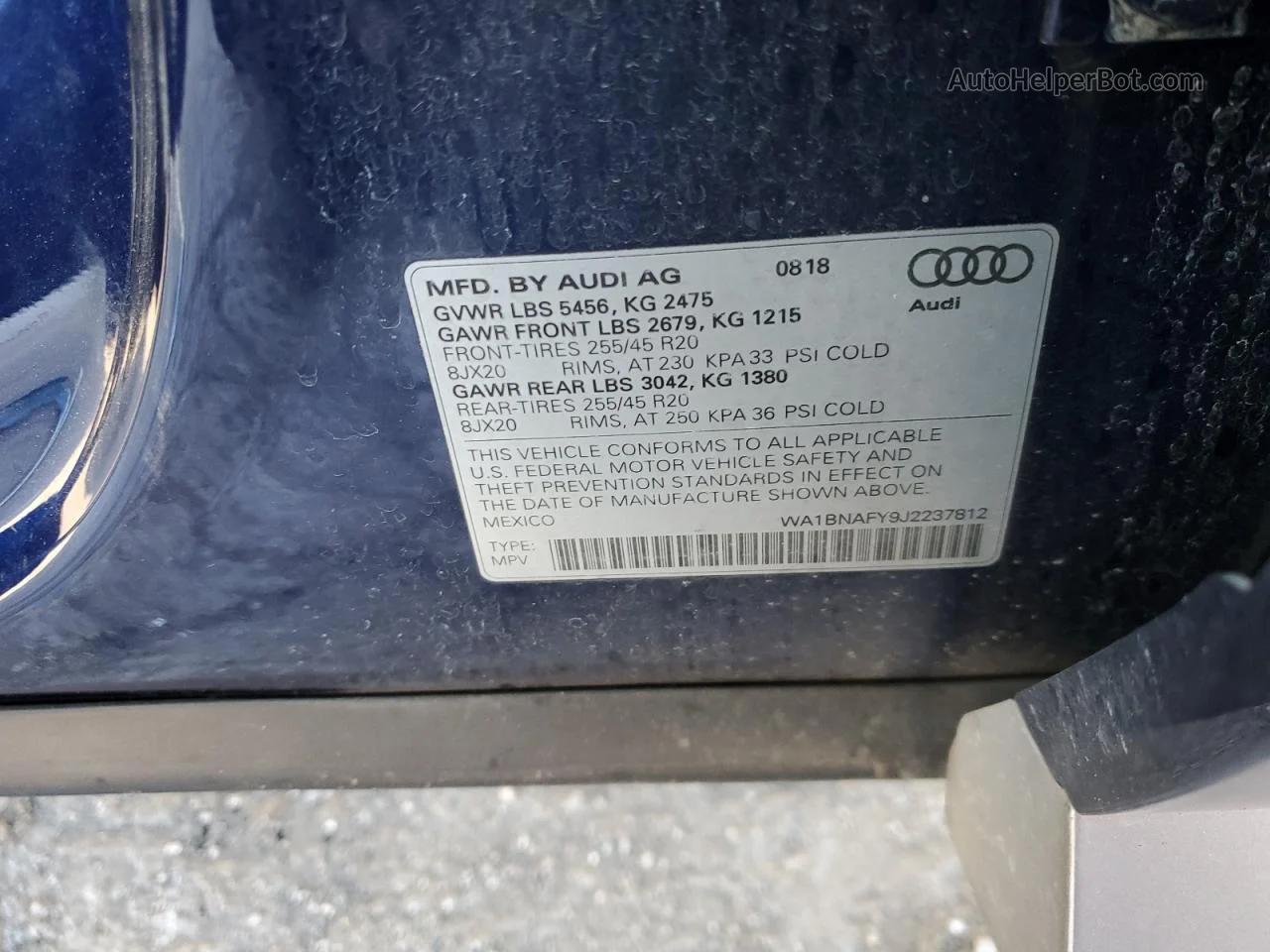 2018 Audi Q5 Premium Plus Blue vin: WA1BNAFY9J2237812