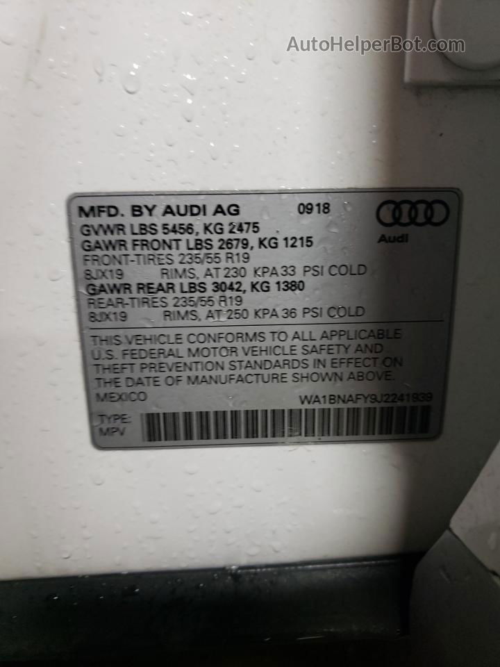 2018 Audi Q5 Premium Plus White vin: WA1BNAFY9J2241939