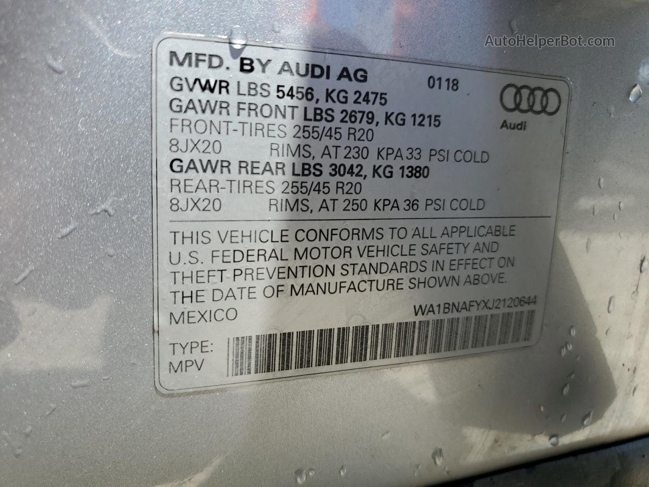 2018 Audi Q5 Premium Plus Silver vin: WA1BNAFYXJ2120644