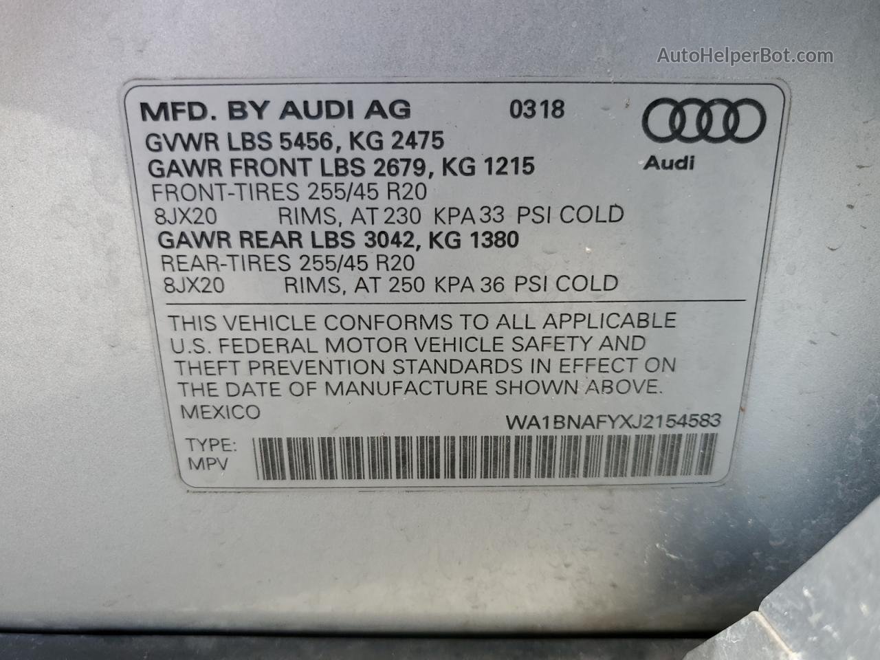 2018 Audi Q5 Premium Plus Silver vin: WA1BNAFYXJ2154583
