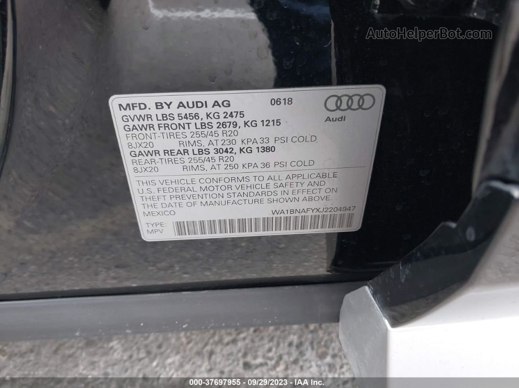 2018 Audi Q5 2.0t Tech Premium/2.0t Premium Black vin: WA1BNAFYXJ2204947
