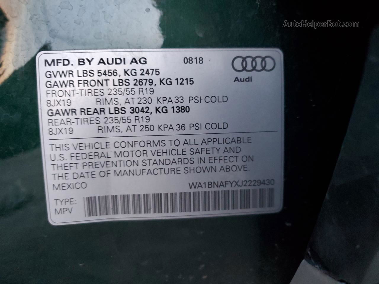 2018 Audi Q5 Premium Plus Green vin: WA1BNAFYXJ2229430