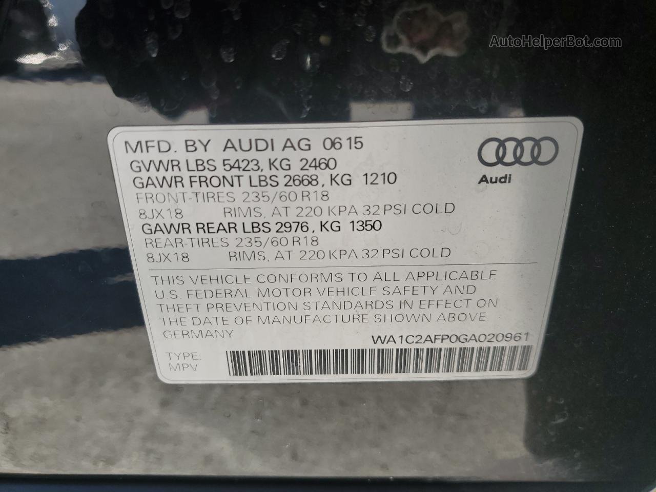 2016 Audi Q5 Premium Black vin: WA1C2AFP0GA020961