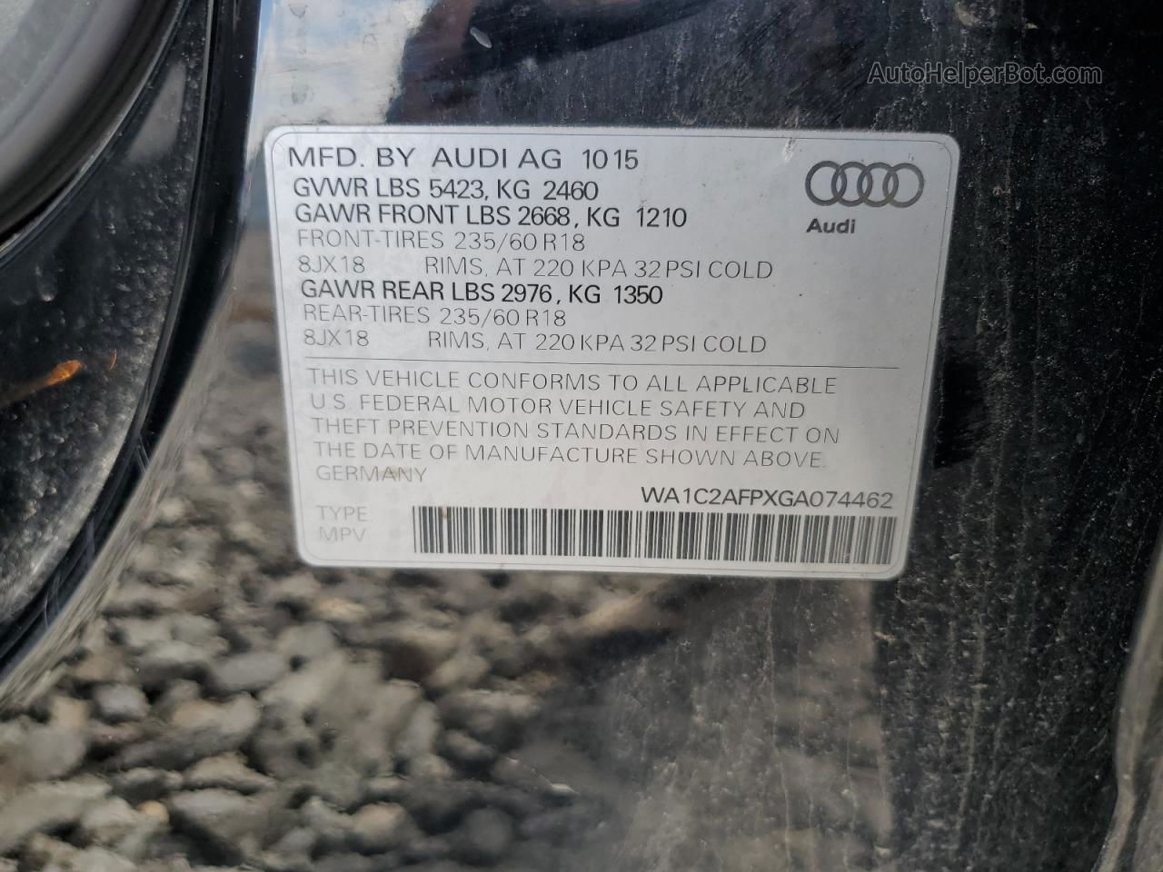 2016 Audi Q5 Premium Black vin: WA1C2AFPXGA074462