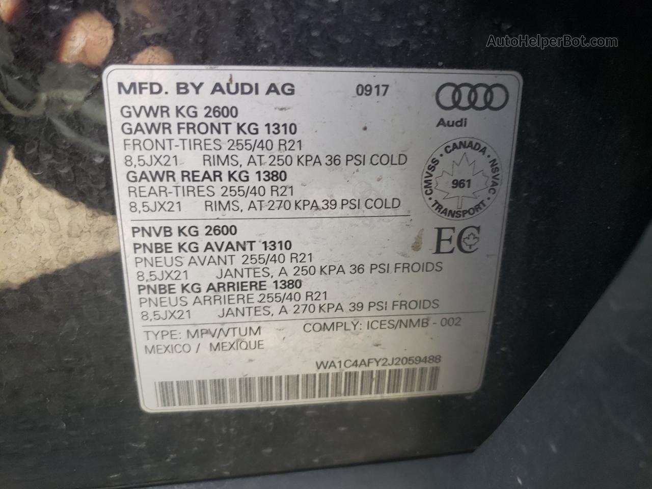 2018 Audi Sq5 Prestige Black vin: WA1C4AFY2J2059488