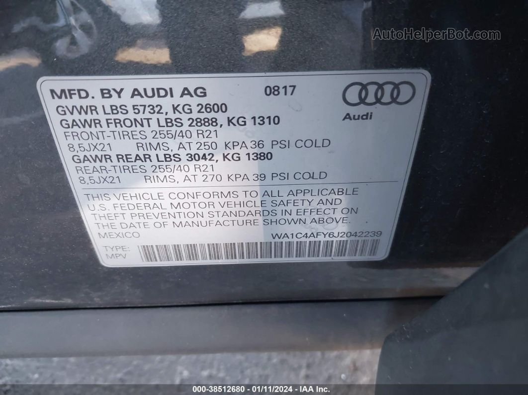 2018 Audi Sq5 3.0t Premium Plus Gray vin: WA1C4AFY6J2042239