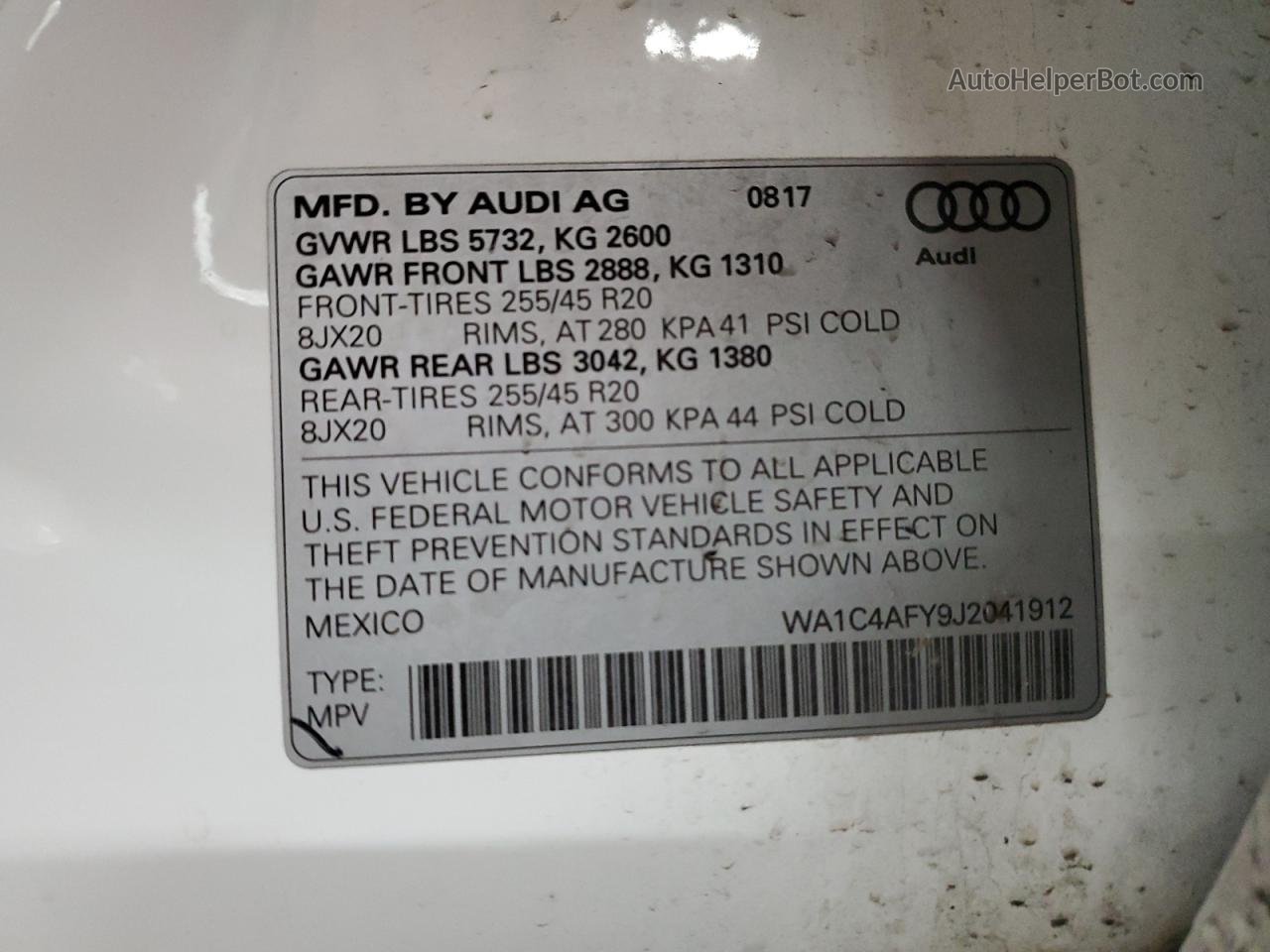 2018 Audi Sq5 Prestige Белый vin: WA1C4AFY9J2041912