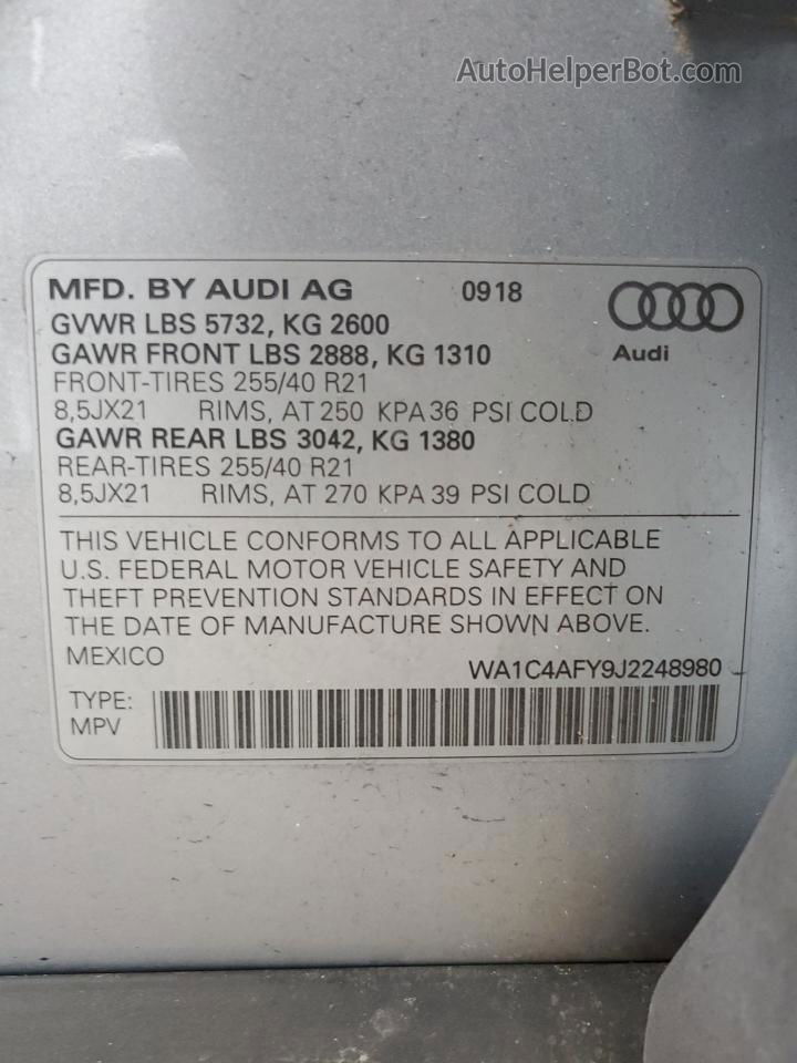 2018 Audi Sq5 Prestige Silver vin: WA1C4AFY9J2248980