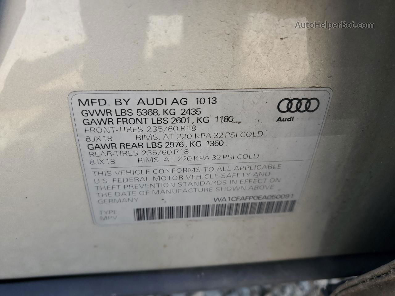 2014 Audi Q5 Premium Gold vin: WA1CFAFP0EA050091