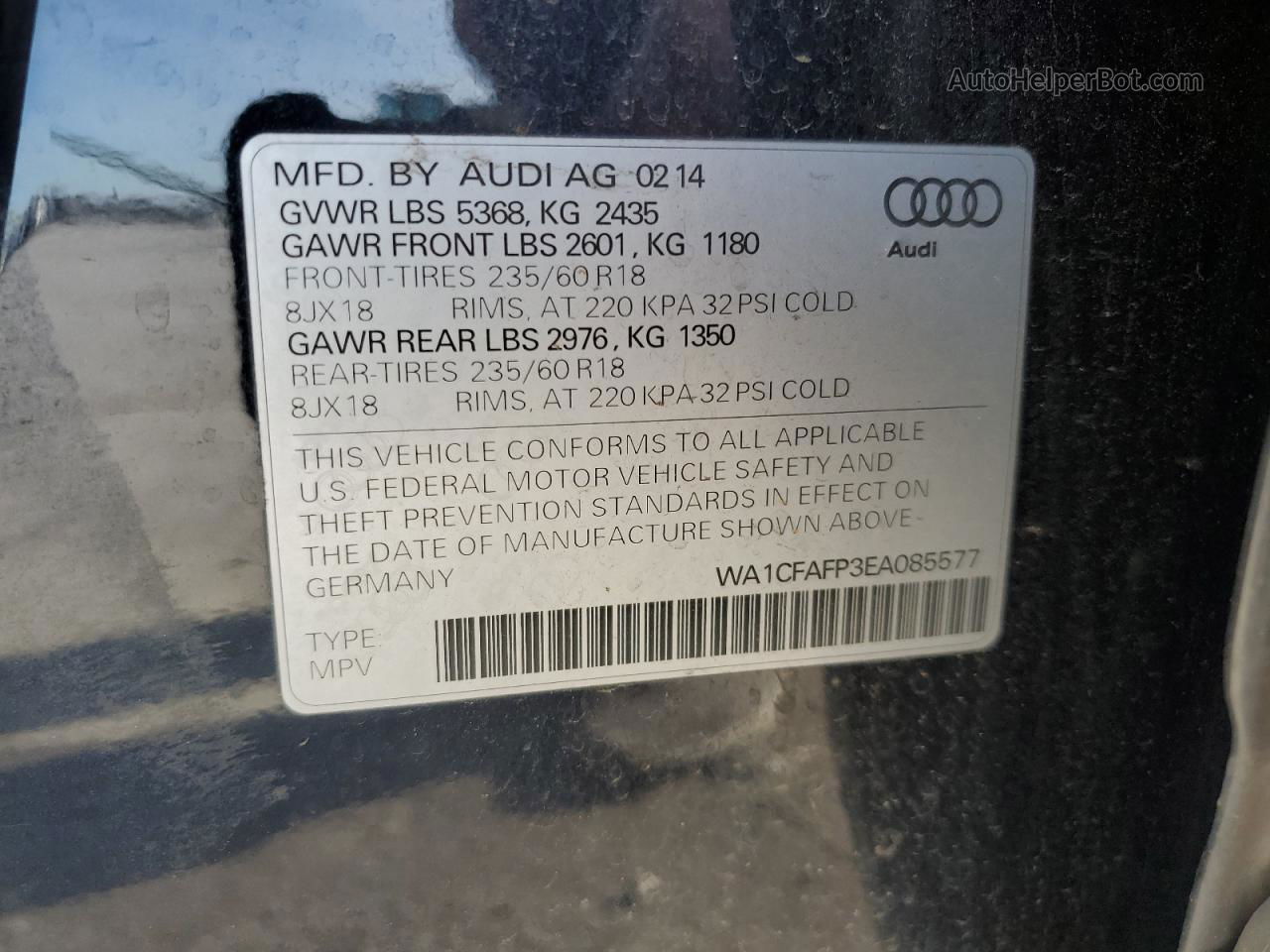 2014 Audi Q5 Premium Charcoal vin: WA1CFAFP3EA085577