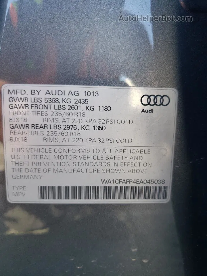 2014 Audi Q5 Premium Turquoise vin: WA1CFAFP4EA045038