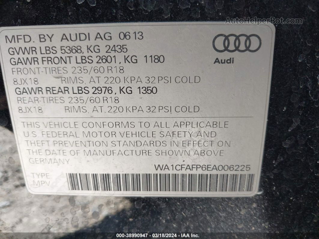 2014 Audi Q5 2.0t Premium Black vin: WA1CFAFP6EA006225