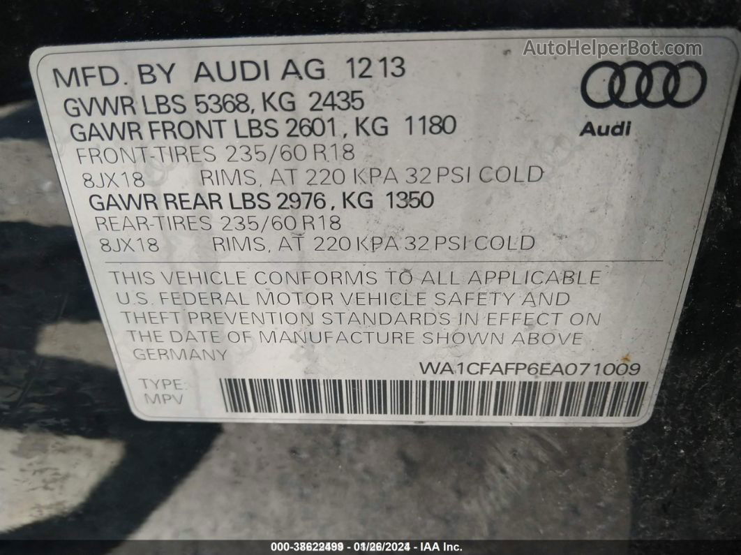 2014 Audi Q5 2.0t Premium Black vin: WA1CFAFP6EA071009