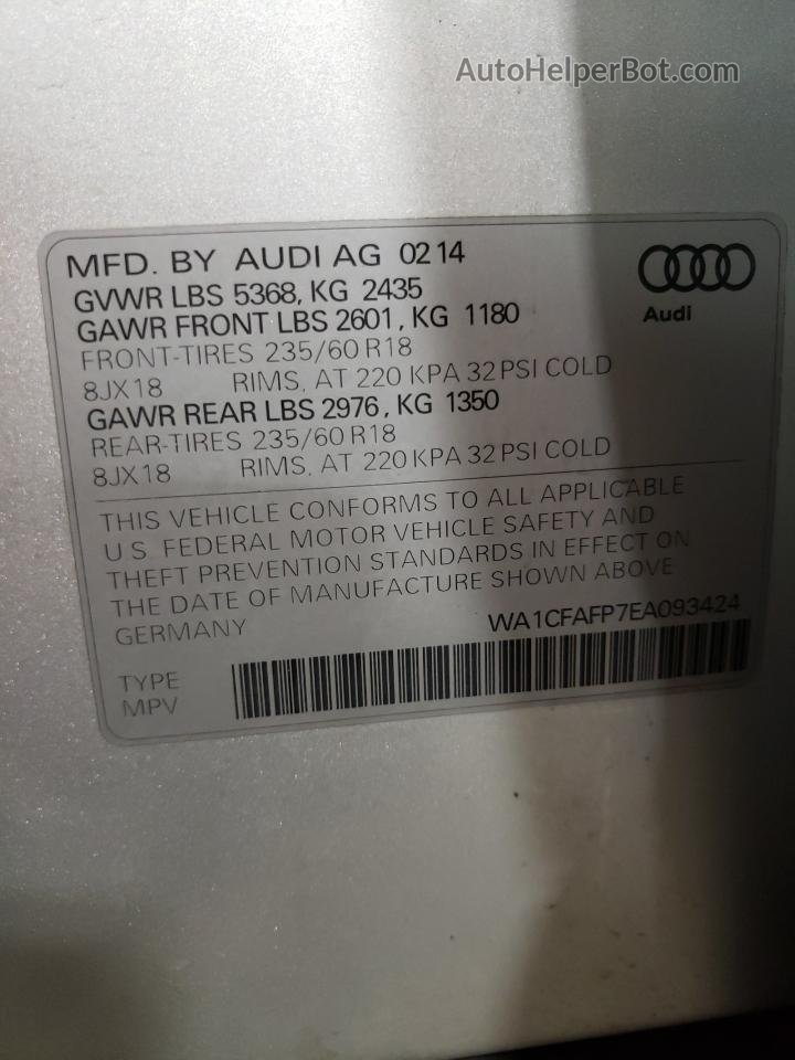 2014 Audi Q5 Premium Silver vin: WA1CFAFP7EA093424