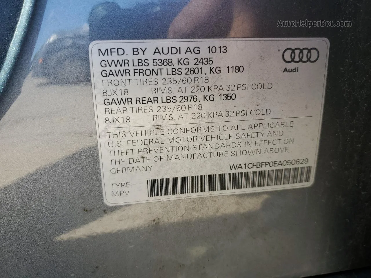 2014 Audi Q5 Premium Gray vin: WA1CFBFP0EA050629