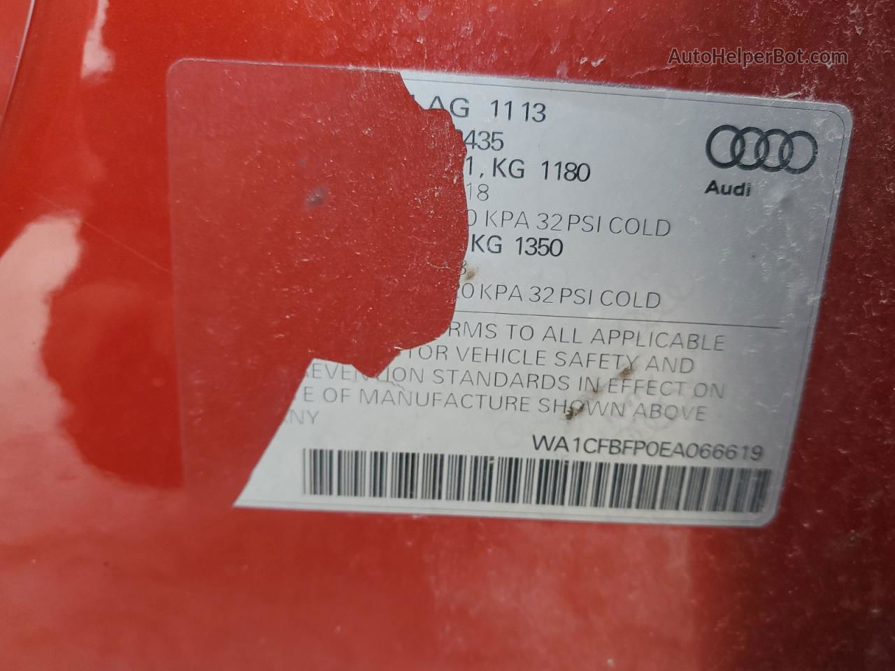 2014 Audi Q5 Premium Красный vin: WA1CFBFP0EA066619