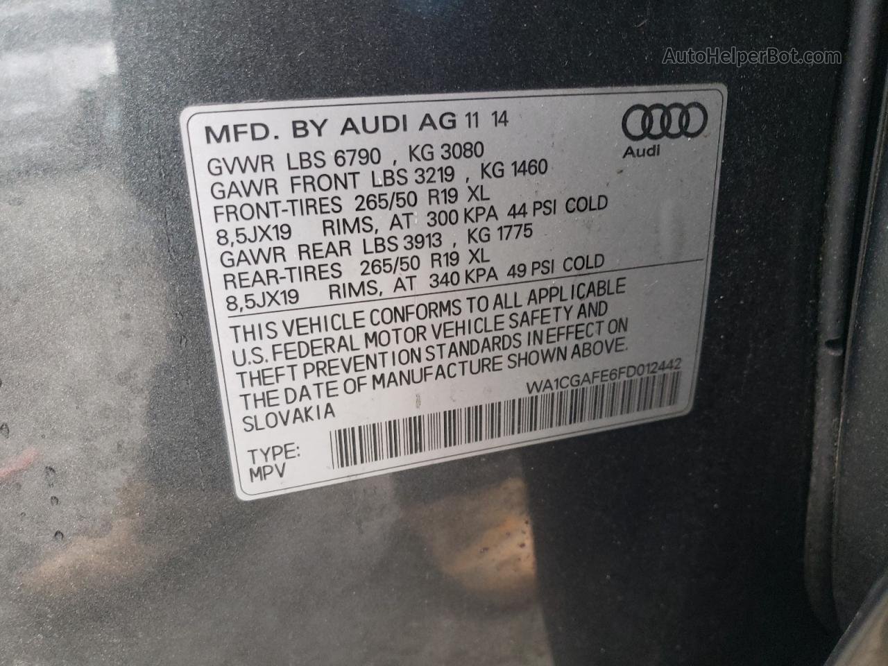 2015 Audi Q7 Premium Gray vin: WA1CGAFE6FD012442
