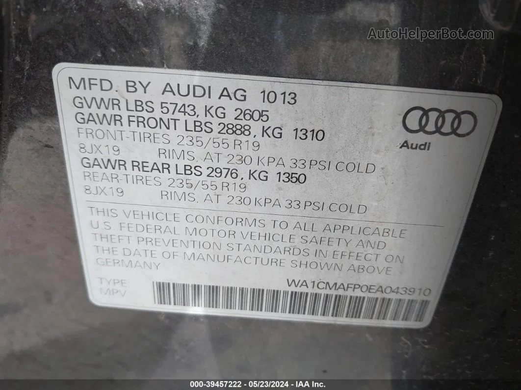 2014 Audi Q5 3.0 Tdi Premium Plus Black vin: WA1CMAFP0EA043910