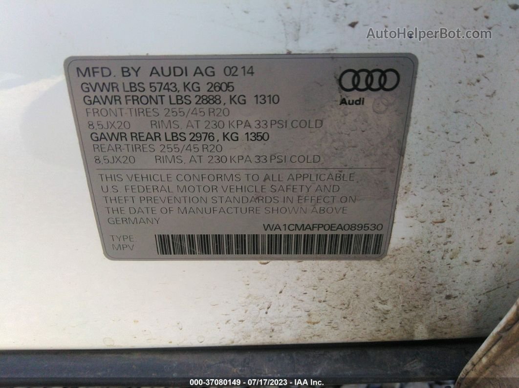 2014 Audi Q5 Premium Plus Белый vin: WA1CMAFP0EA089530