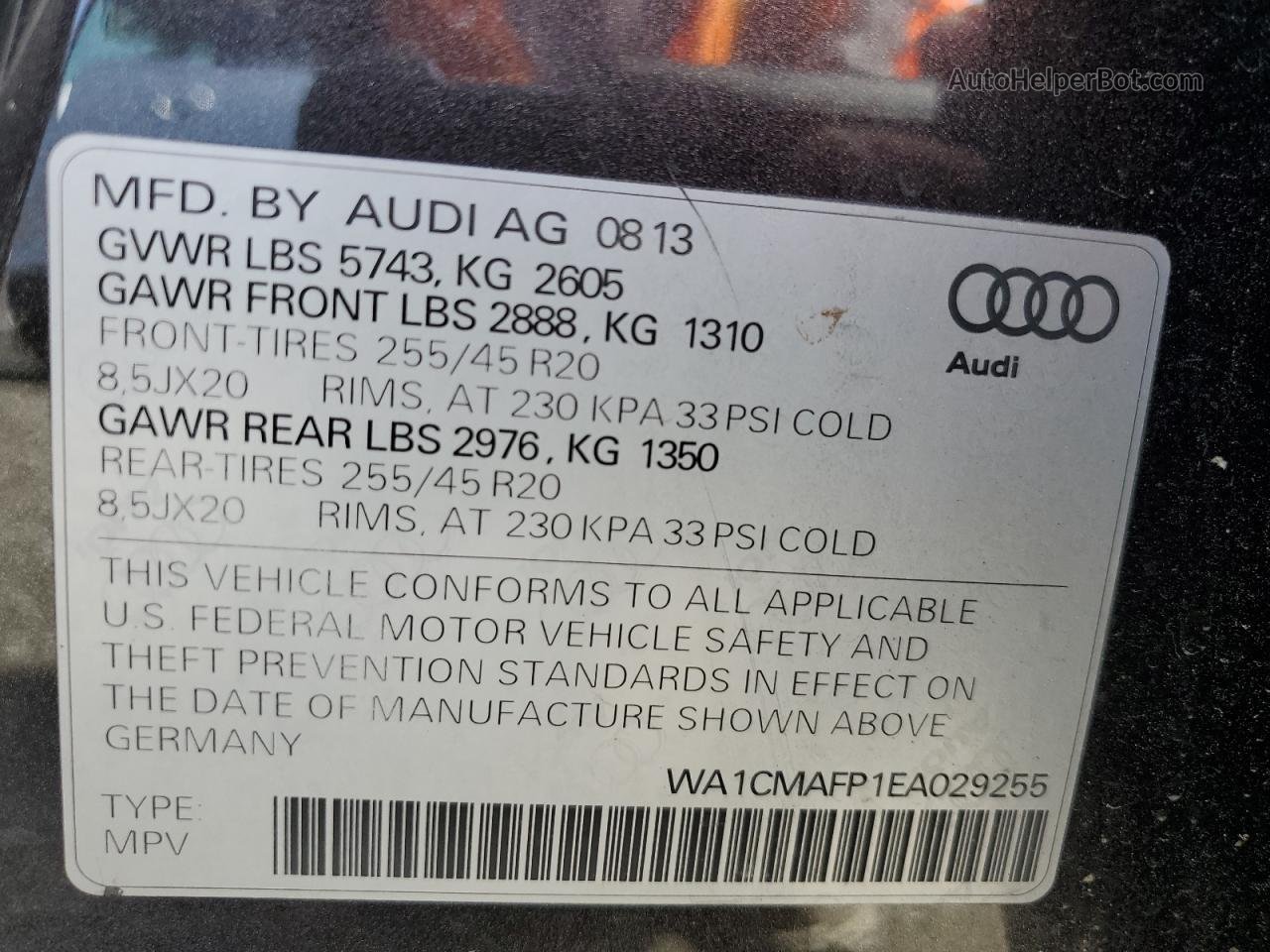 2014 Audi Q5 Tdi Premium Plus Gray vin: WA1CMAFP1EA029255