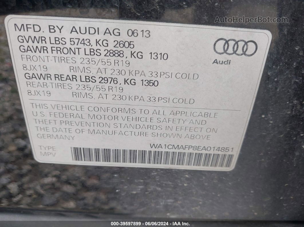 2014 Audi Q5 3.0 Tdi Premium Plus Черный vin: WA1CMAFP8EA014851
