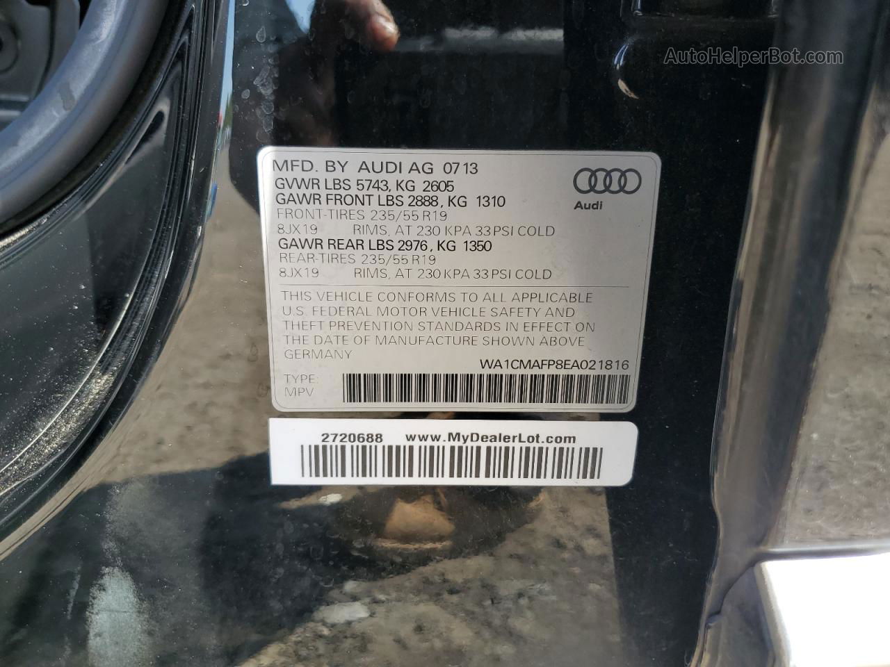 2014 Audi Q5 Tdi Premium Plus Black vin: WA1CMAFP8EA021816