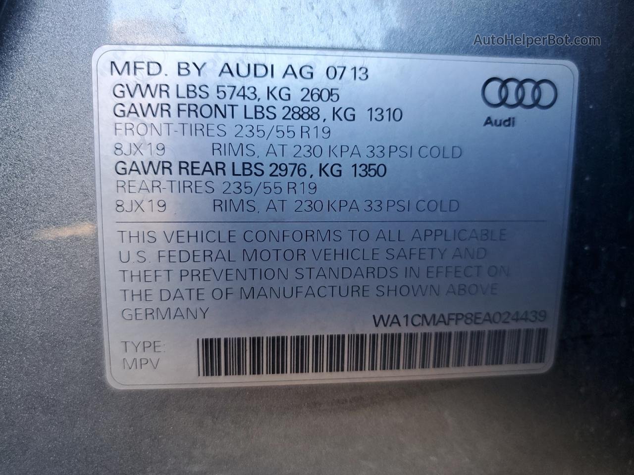 2014 Audi Q5 Tdi Premium Plus Gray vin: WA1CMAFP8EA024439