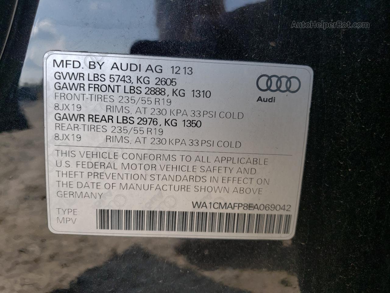 2014 Audi Q5 Tdi Premium Plus Black vin: WA1CMAFP8EA069042