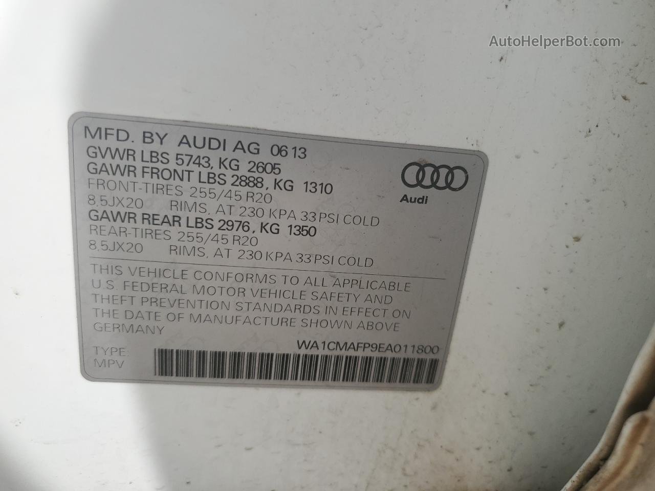 2014 Audi Q5 Tdi Premium Plus White vin: WA1CMAFP9EA011800