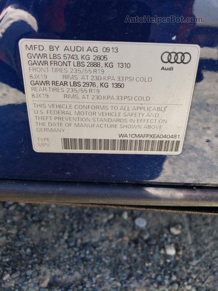 2014 Audi Q5 Tdi Premium Plus Blue vin: WA1CMAFPXEA040481