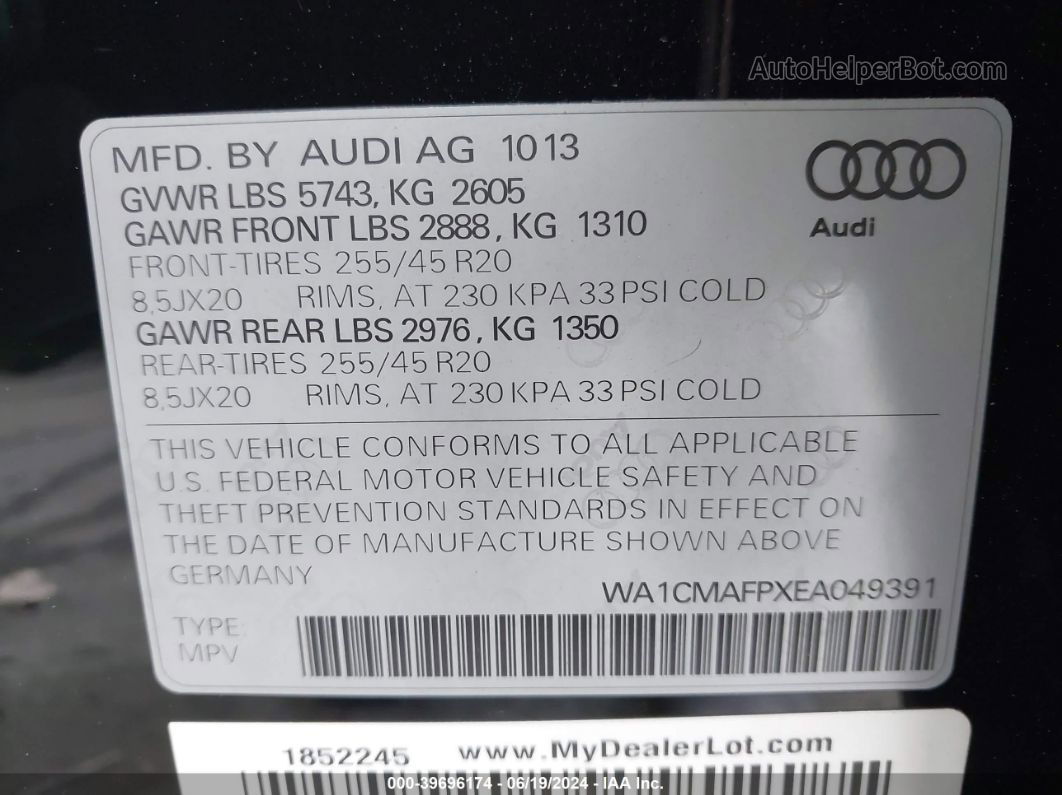 2014 Audi Q5 3.0 Tdi Premium Plus Black vin: WA1CMAFPXEA049391