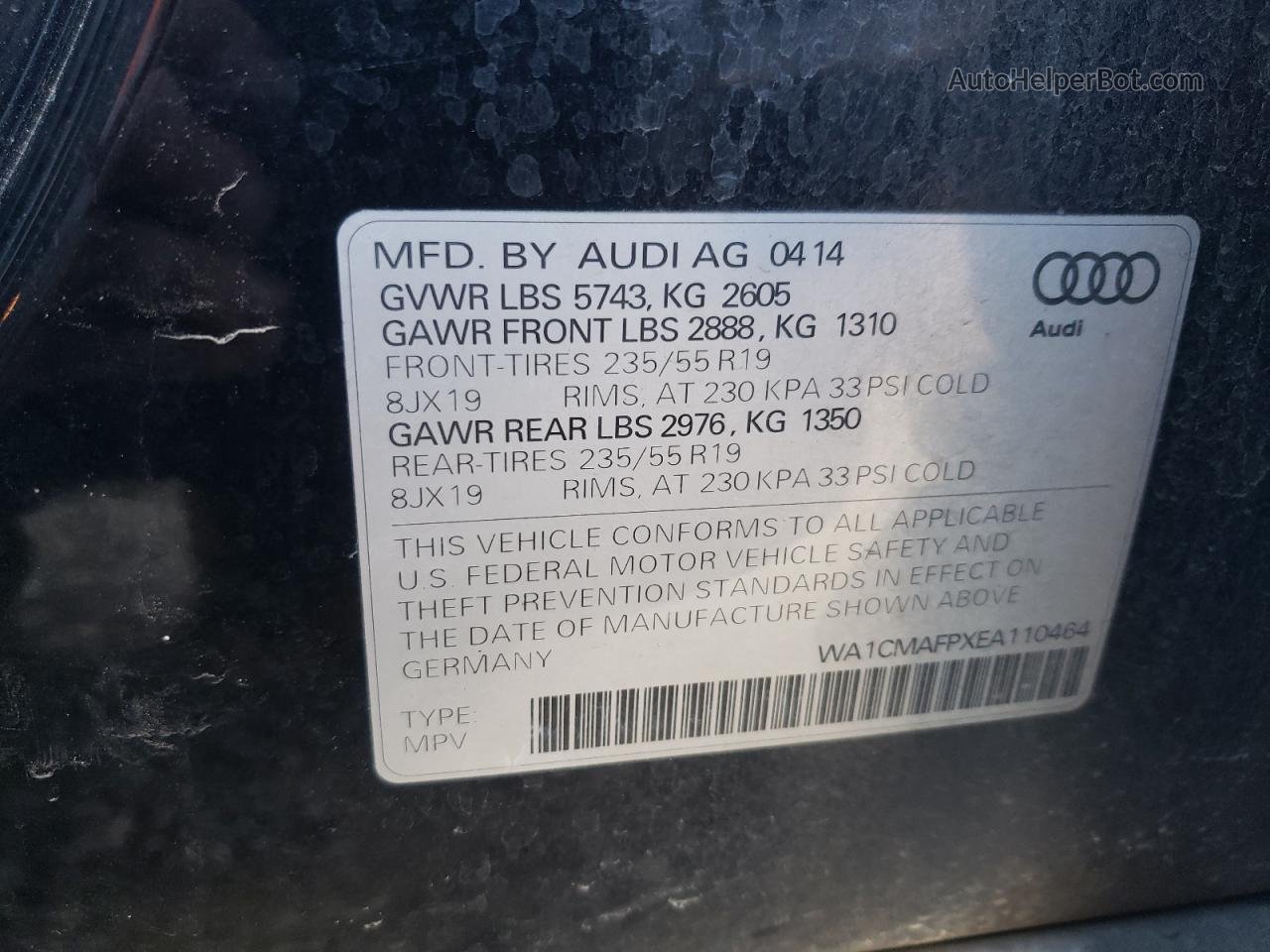 2014 Audi Q5 Tdi Premium Plus Черный vin: WA1CMAFPXEA110464