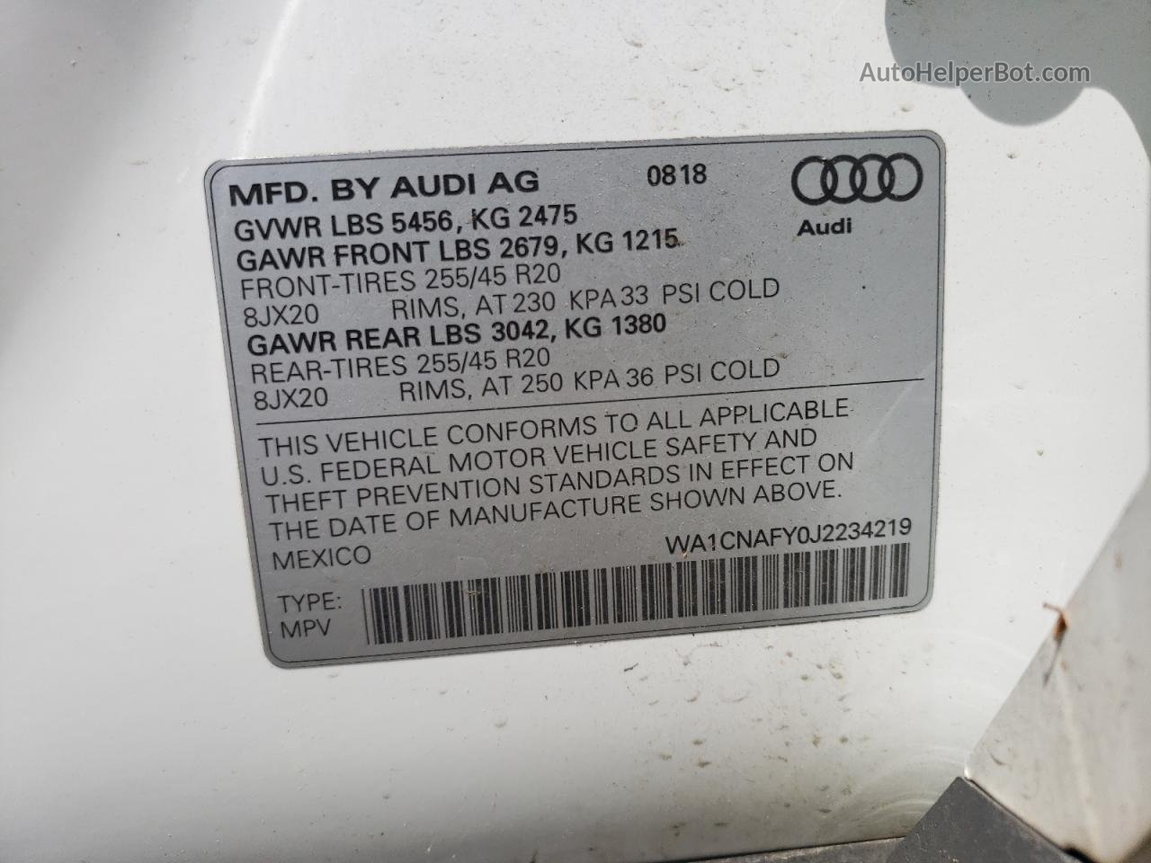 2018 Audi Q5 Prestige Белый vin: WA1CNAFY0J2234219